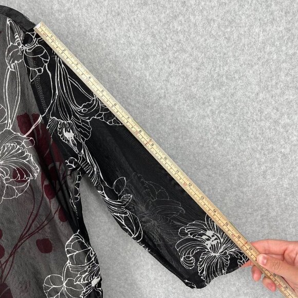 The Limited Womens Mesh Ruched Dark Floral Top Size XL Red Black 90s Grunge EUC - Picture 11 of 12